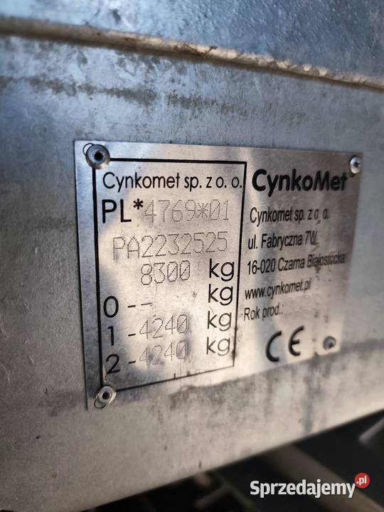 Nowa przyczepa Cynkomet 6T model T1692 okazja Przyczepy rolnicze Krapkowice