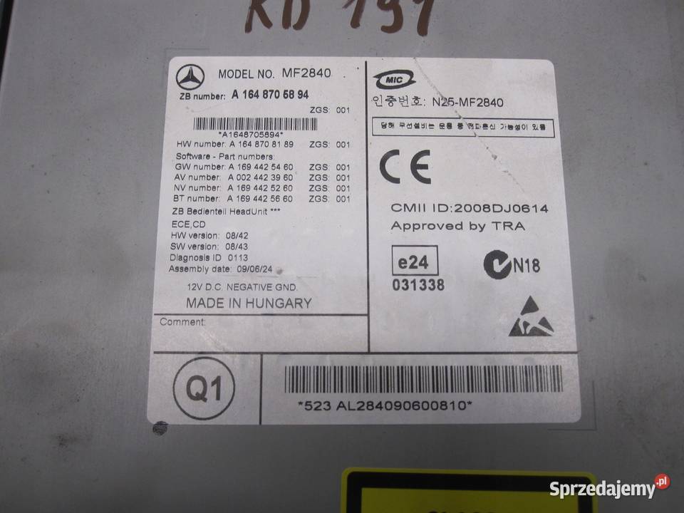 MERCEDES W164 radio CD A1648705894 Kielce
