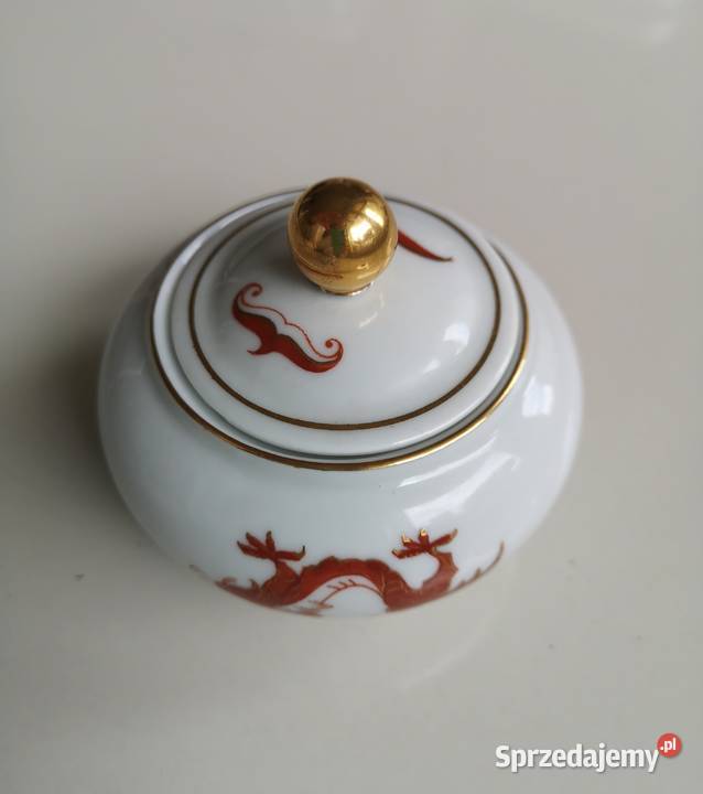Cukiernica porcelanowa Czerwony Smok vintage Toruń