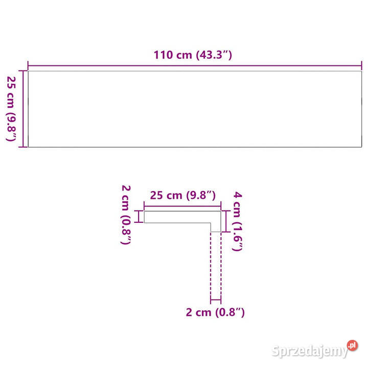 Parapety 2 ciemnobrązowy 110x25x2 lite drewno Warszawa