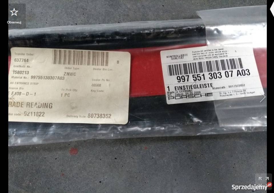 Nakładka Progowa Porsche 911 listwy boczne Pilzno