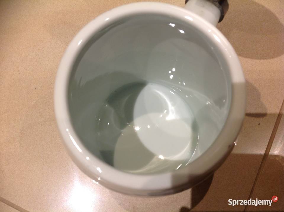 Stary Porcelanowy Kufel do Piwa z cynową klapką