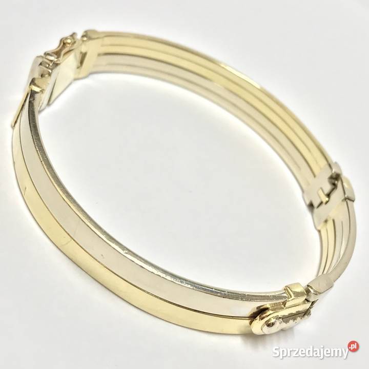Złota BRANSOLETKA damska 14K SZTYWNA zdobiona
