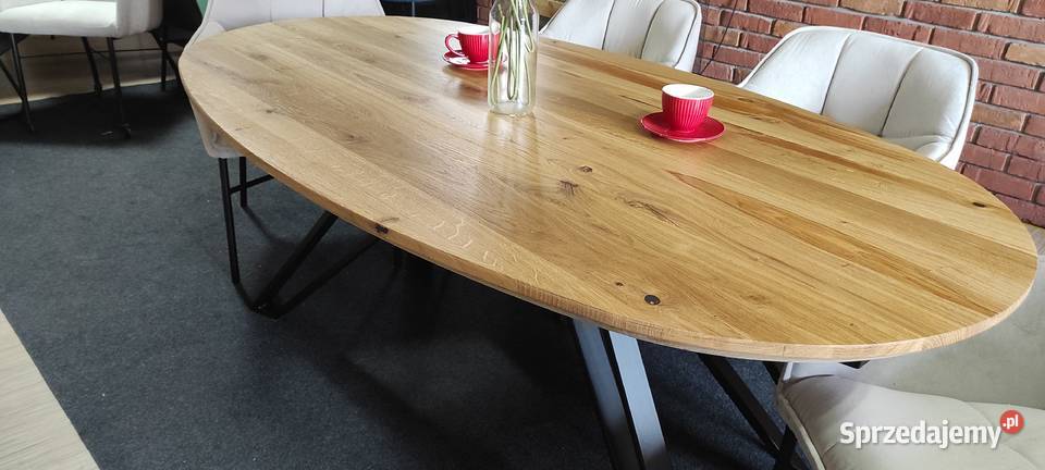 stół dębowy lity dąb owal 240x100 producent 100cm śląskie Zimnowoda