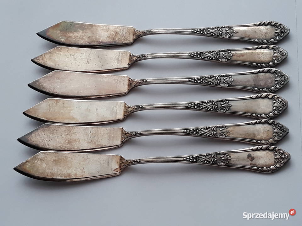 Posrebrzane noże do ryb ROMAŃSKI Hefra sztućce Dąbrowa Górnicza