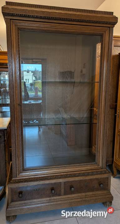 piękna dębowa witrynaserwantka secesyjnasklep Dąbrowa Górnicza