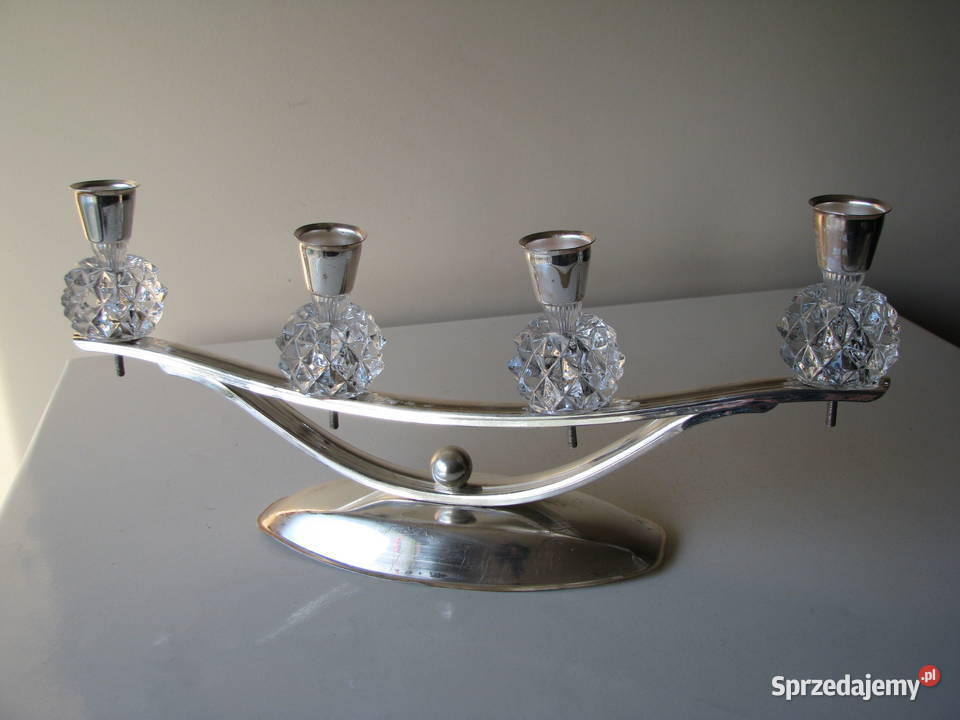 Stary stylowy srebrny świecznik na 4 świece Brzegi