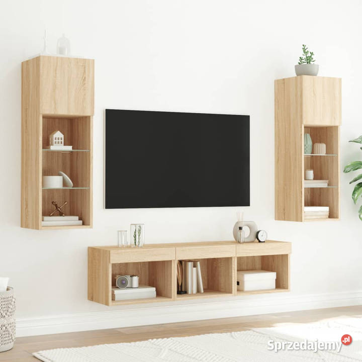 5częściowy zestaw mebli TV z LED dąb sonoma RTV mazowieckie Warszawa