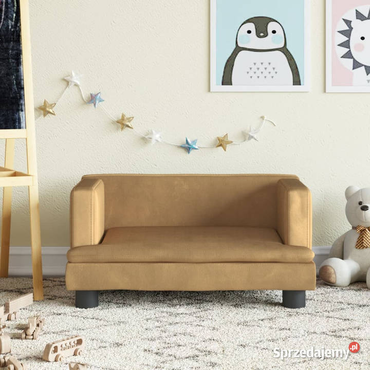 Sofa dzieci brązowa 60x40x30 aksamit WM3196322 mazowieckie Warszawa