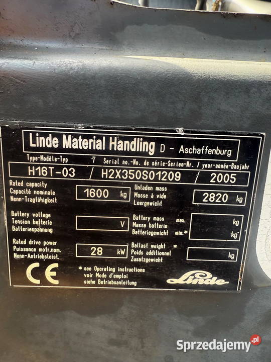 wózek widłowy LINDE H16T03 1600 Triplex 590m Wózki widłowe Działoszyn