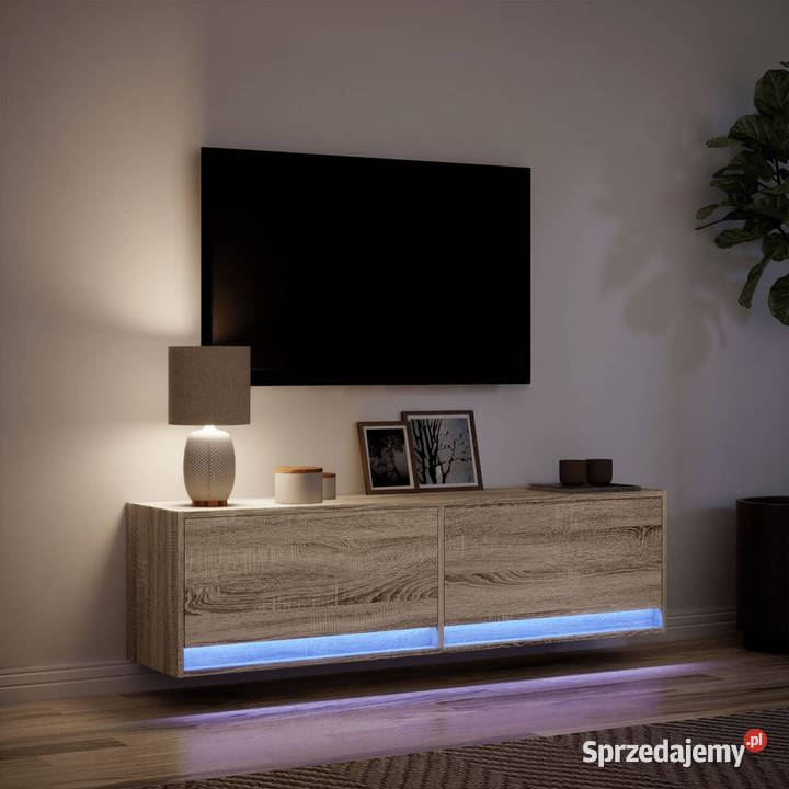 Ścienna szafka TV z LED dąb sonoma 140x31x38 Warszawa
