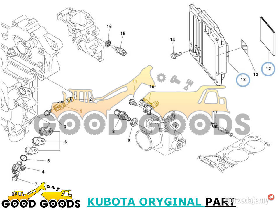 KUBOTA KOMPUTER ECU SILNIK V3800 1125001131 mazowieckie Władysławów