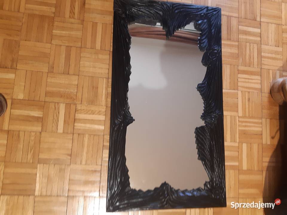 Lustro oprawione w czrną prawdziwą skórę kujawsko-pomorskie Potulice