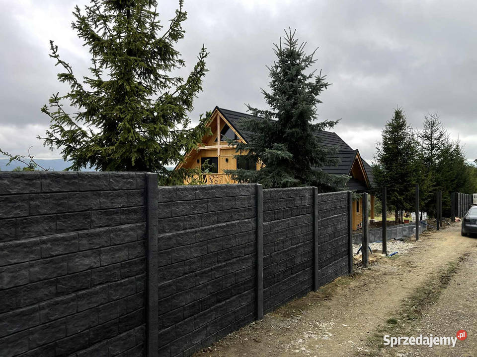 Nowoczesny Styl Ogrodzenia Betonowego Grafit Nisko sprzedam