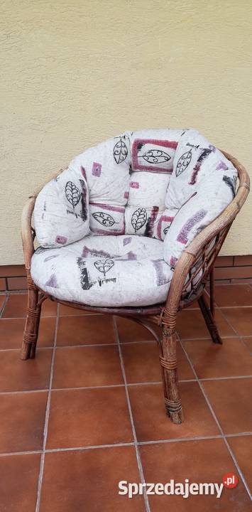 Fotel rattanowy wiklinowy z poduchami krzesło