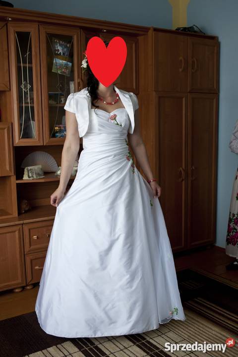 Suknia ślubna wyszywana koralikami 98cm Witów