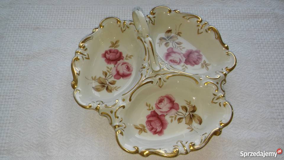 porcelanowa patera kabaret zdobiona w róże cudo inny kolor Gdańsk