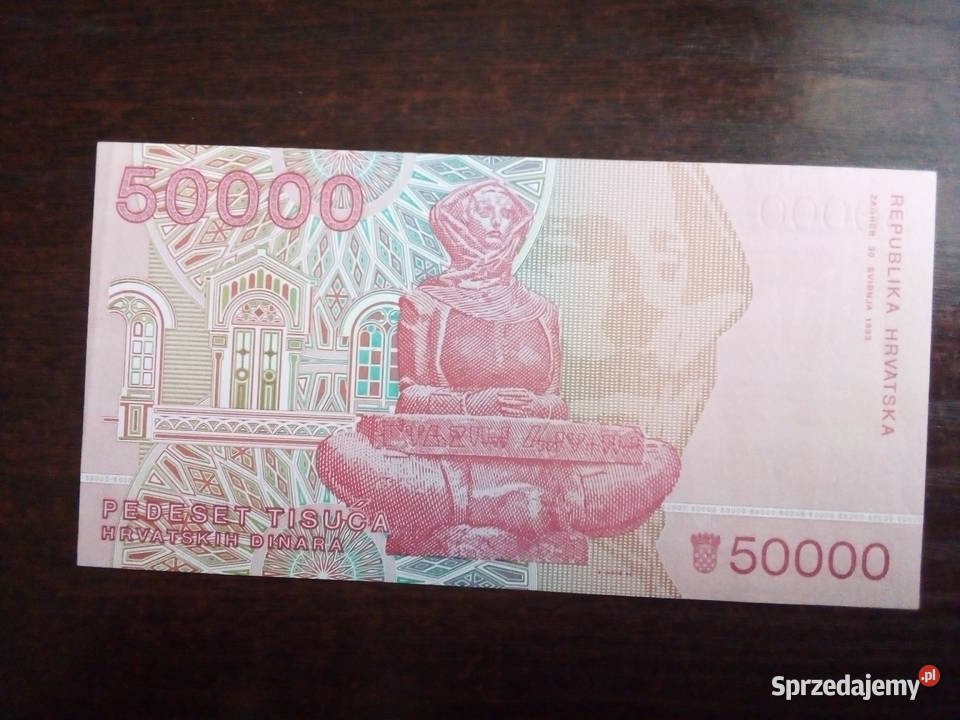Banknot 50000 dinarów Chorwacja mazowieckie Płońsk