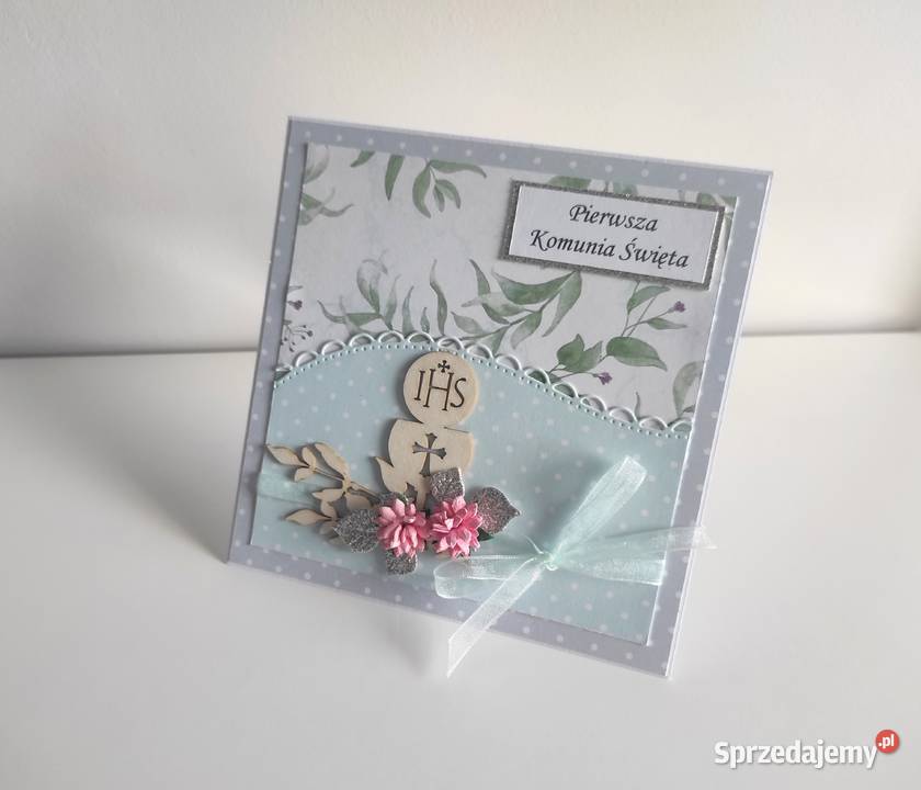 Kartka ręcznie robiona Komunia Święta handmade Łódź sprzedam