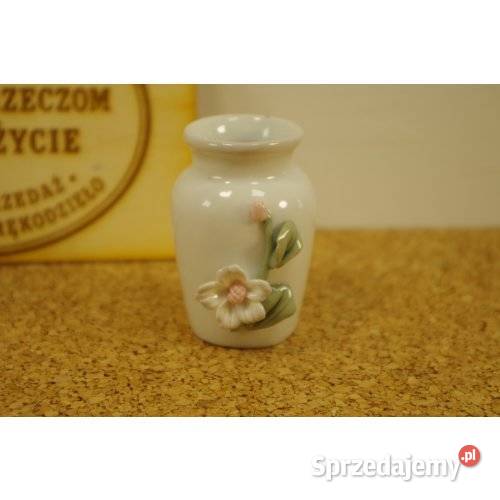 Miniaturowy wazonik porcelanowy z kwiatowym
