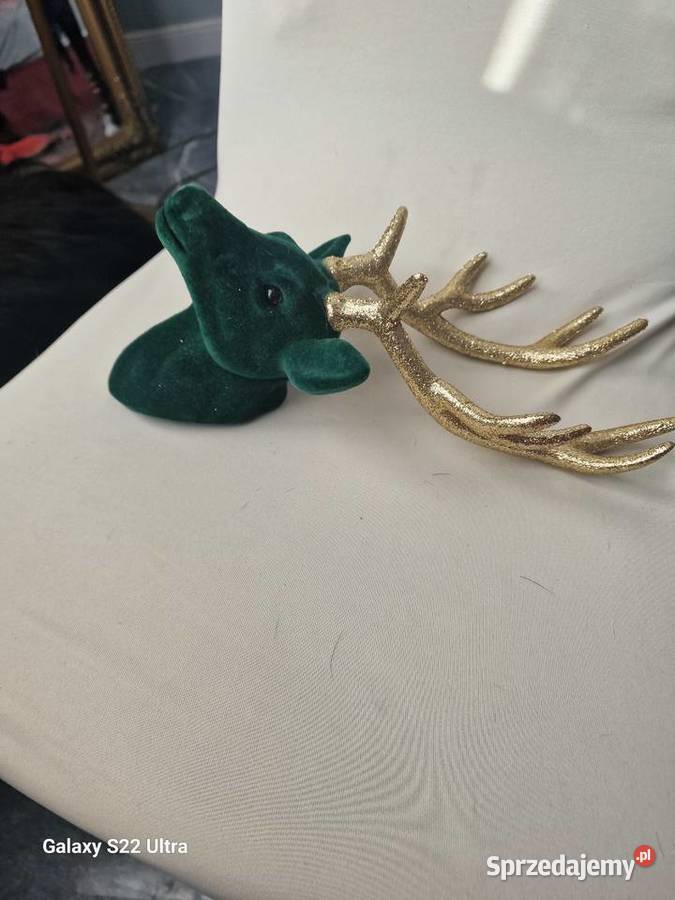 Welurowa głowa renifera zielona duża łódzkie Skierniewice