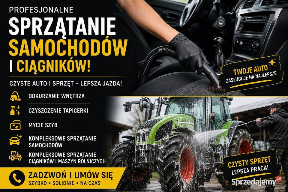 Czyszczenie aut koparek ciągników pranie fotele podlaskie Dąbrowa Białostocka