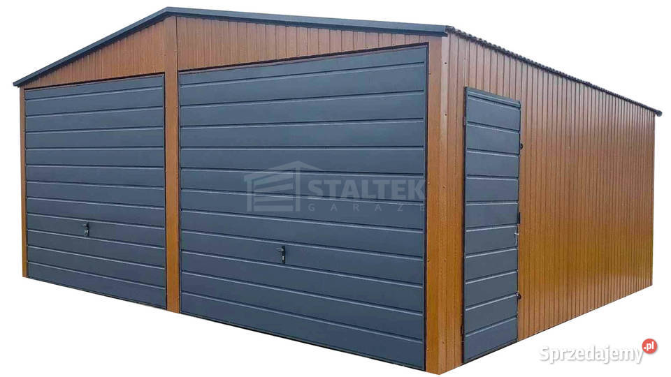 Garaż blaszany 6x6 2x Brama drzwi drewnopodobny Żnin