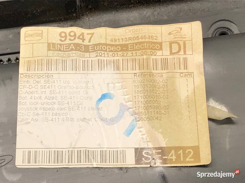 BOCZEK DRZWI LEWY PRZÓD SEAT EXEO Kombi 0813 osobowe Tapicerki samochodowe