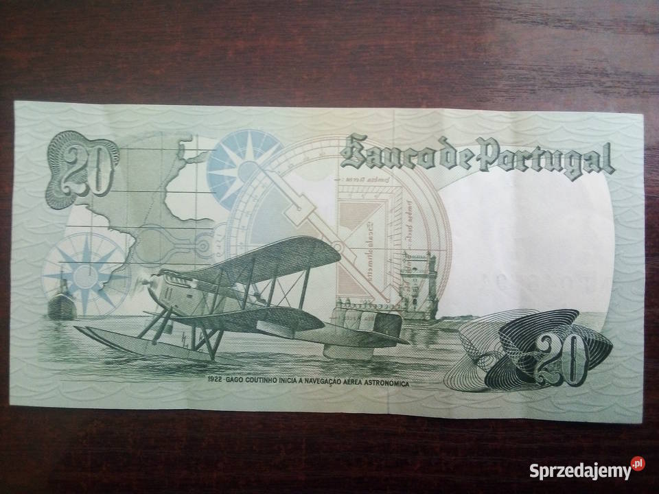 Banknot 20 escudos Portugalia Numizmatyka