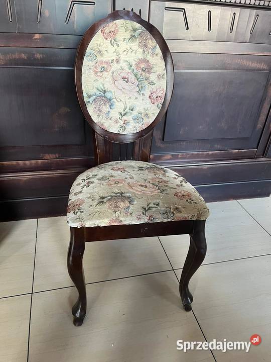 KRZESŁO fotel DREWNO Z OBICIEM motym KWIATOWY 4 Pszczyna sprzedam