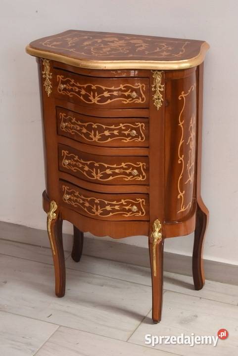 Piękna Komoda Intarsjowana Ludwik Stolik Nocny