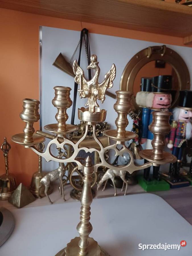 Piękny świecznik mosiężny Księstwo Warszawskie Poznań