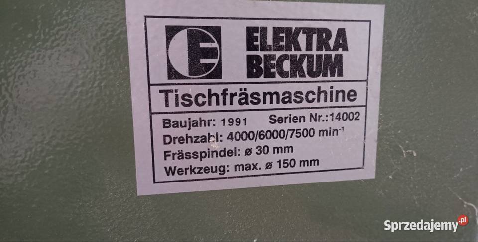 Frezarka Elektra Beckum TF100M opolskie Zdzieszowice