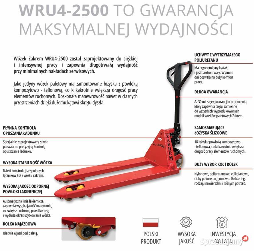 Długi wózek paletowy 2000mm polski Zakrem