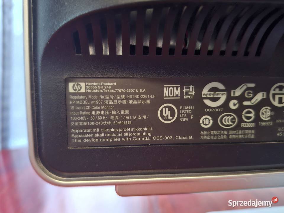 Monitor HP 19 HSTND2261LH VGADVI kabel VGA mazowieckie