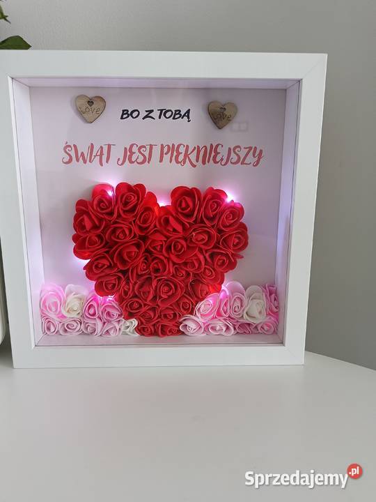 Prezent Dziewczyny Żony Ramka 3D Serce z róż LED Poręba