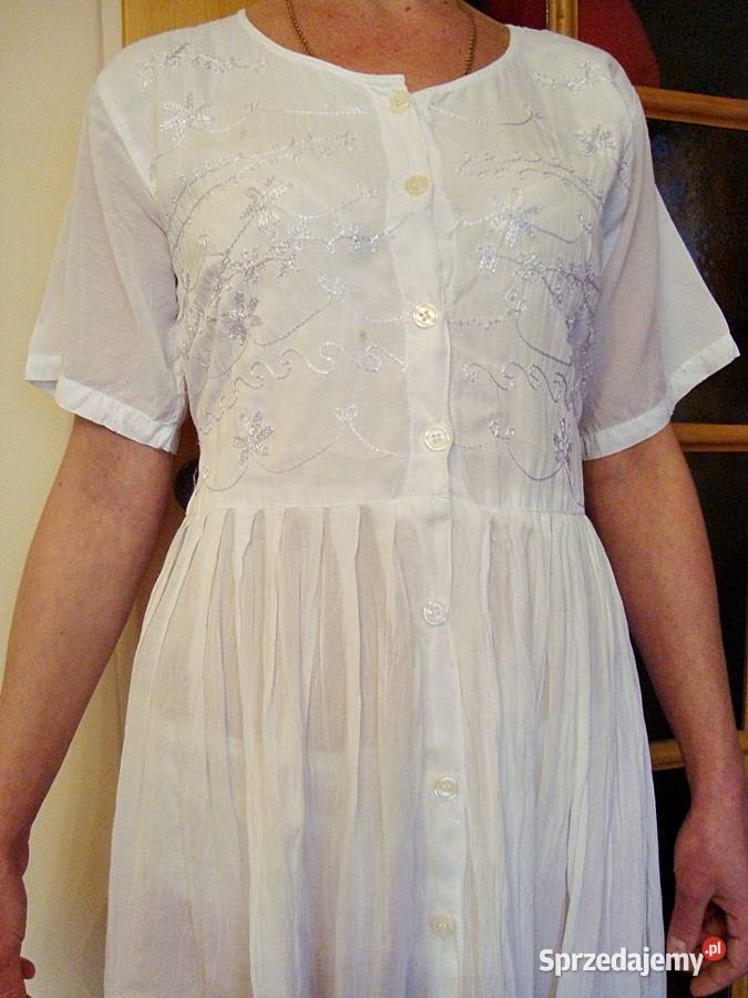 Biała,bawełniana sukienka indyjska na Wiosnę,Lato-r. L Konin -  