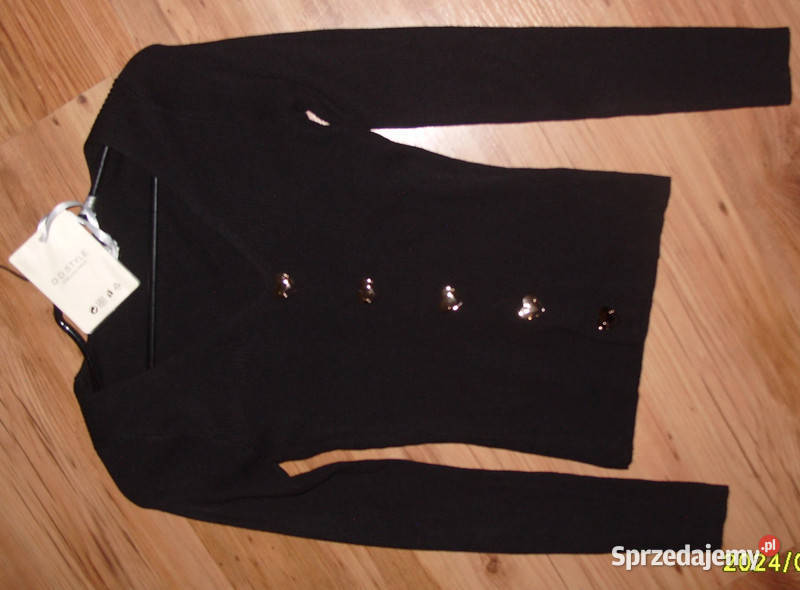 Czarna dopasowana bluzka NOWA prążek guziki Rawicz sprzedam