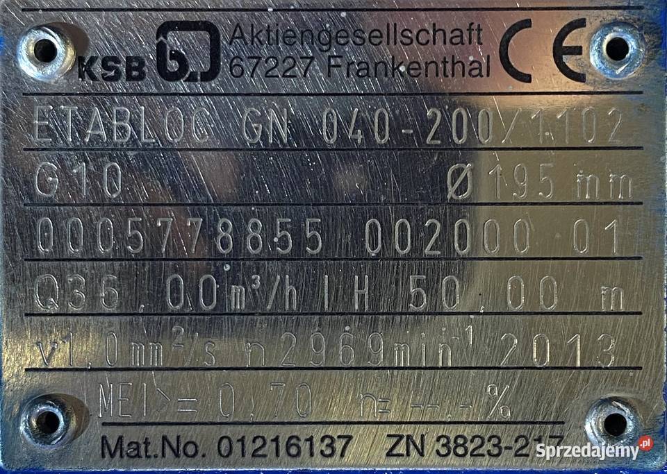 pompa KSB GN 0402001102 11kW 2955obr Pigża