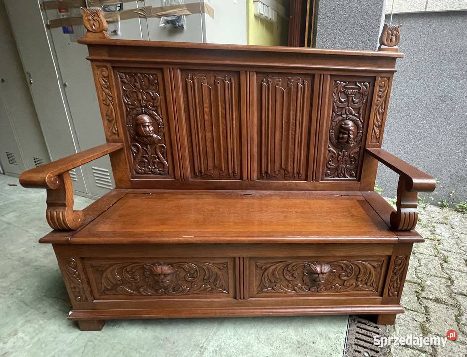 Ława gdańska neorenesans lite drewno ręcznie Warszawa sprzedam