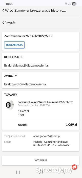 Damski zegarek smartwatch galaxy watch 4 Dąbrowa Górnicza