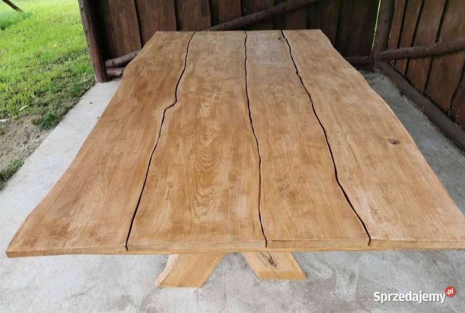 Ręcznie wykonany stół z litego drewna jesion dąb Żnin