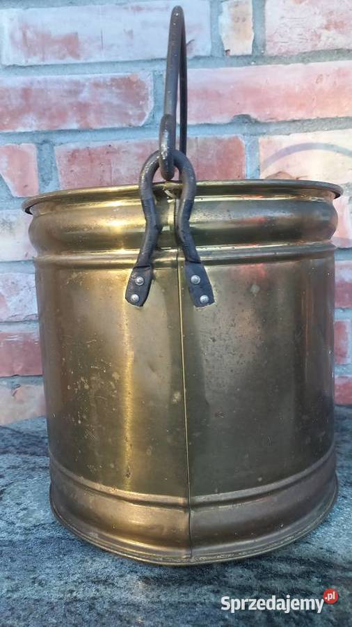 Garnek metalowy antyczny z uchwytem Doniczka Gawroniec