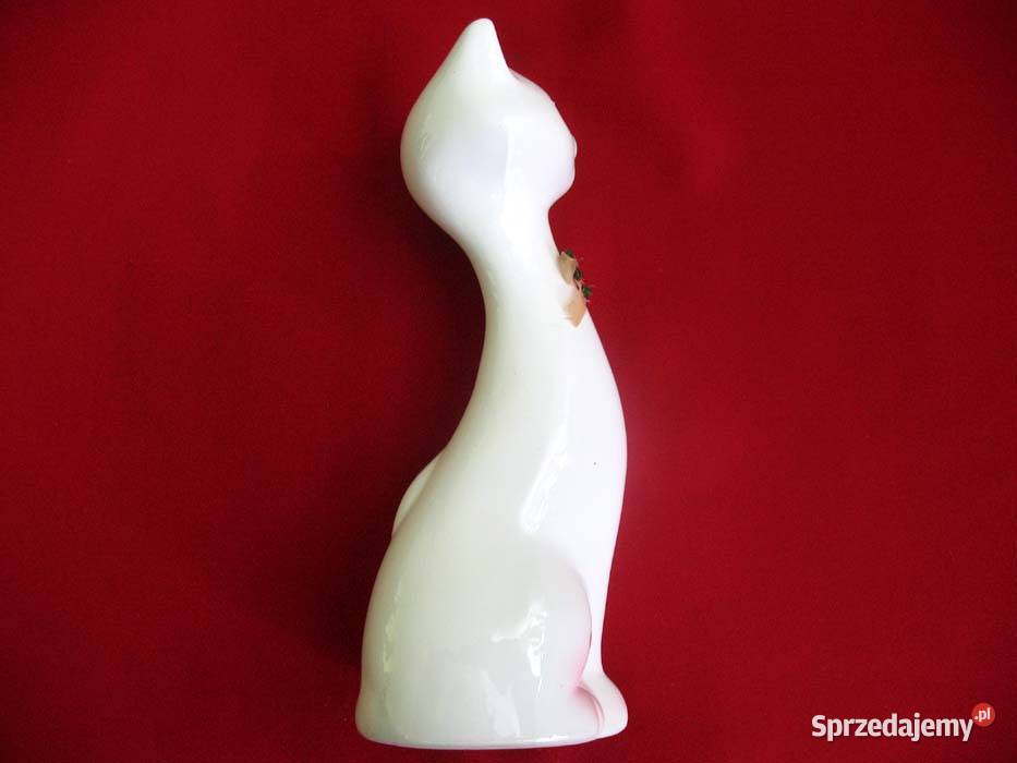 Kot kotek w kropeczki stara figurka porcelana Siedlce