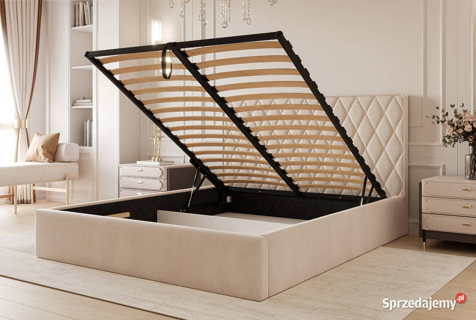 Łóżko tapicerowane z pojemnikiem Caro różne Tarchały Małe