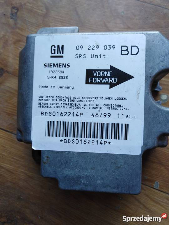 SENSOR AIRBAG OPEL VECTRA B GM 09229039BD Jasło