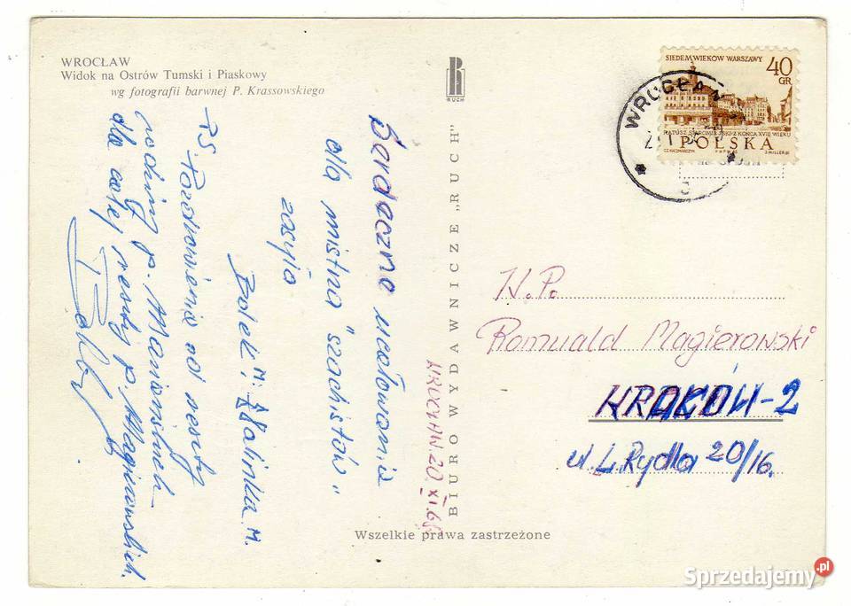 WROCŁAW OSTRÓW TUMSKI PIASKOWY POCZTÓWKA Krynki