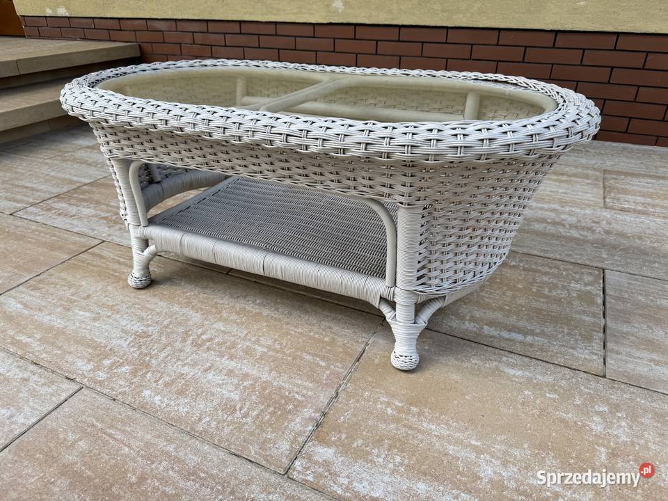 Stolik rattanowy ze szkłem wiklinowy ława taras Garwolin