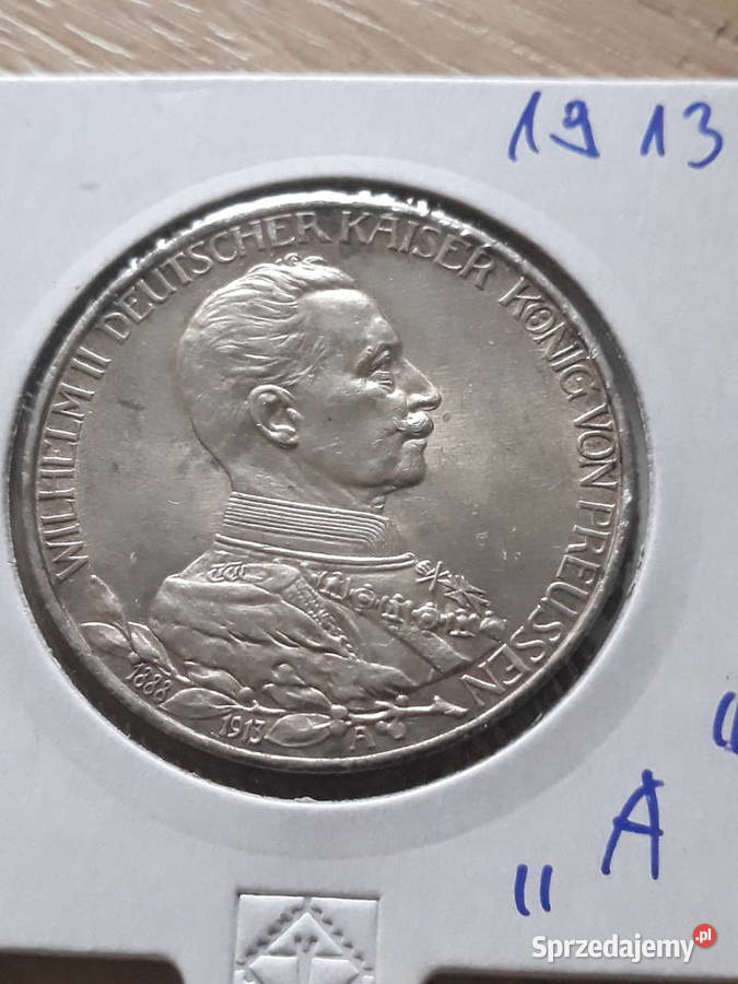 3 Marki Wilhelm II Prusy 1913 r men Aokoło Konin sprzedam
