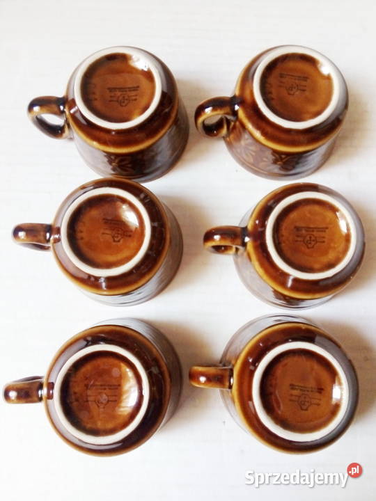 6 małych filiżanek kokardki werina porcelit brązowy Częstochowa